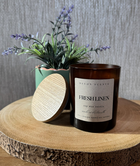 30cl ' Fresh Linen' Amber Candle